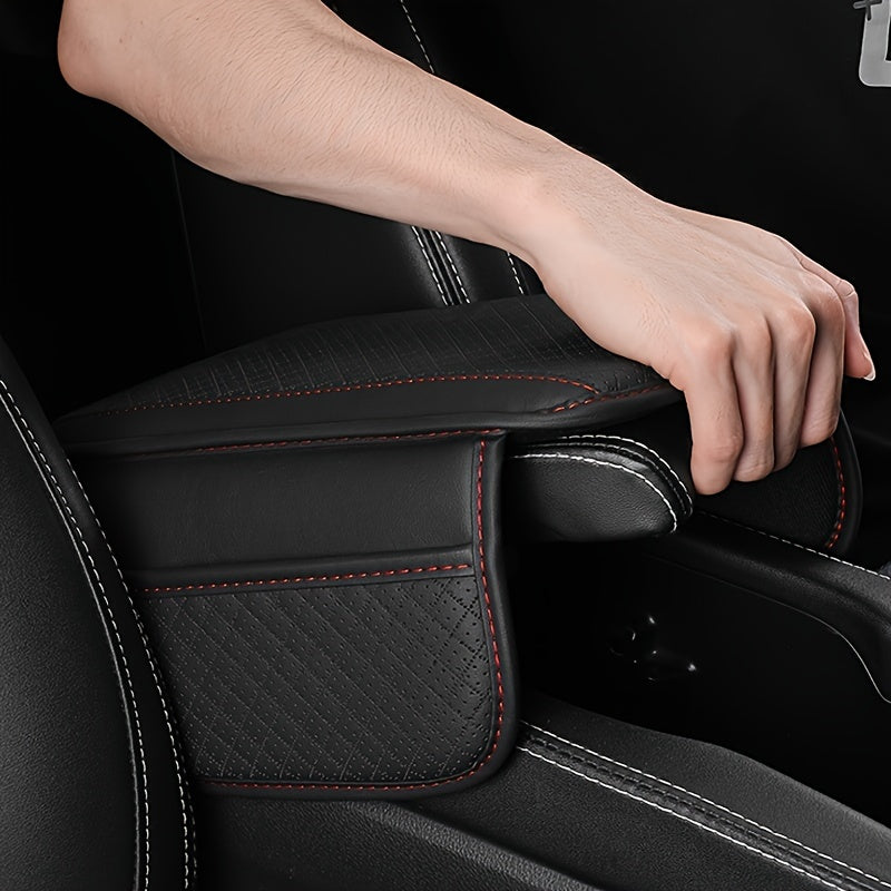 Universal Car Armrest Cushion with Phone Holder PU Leather Center Console Cover