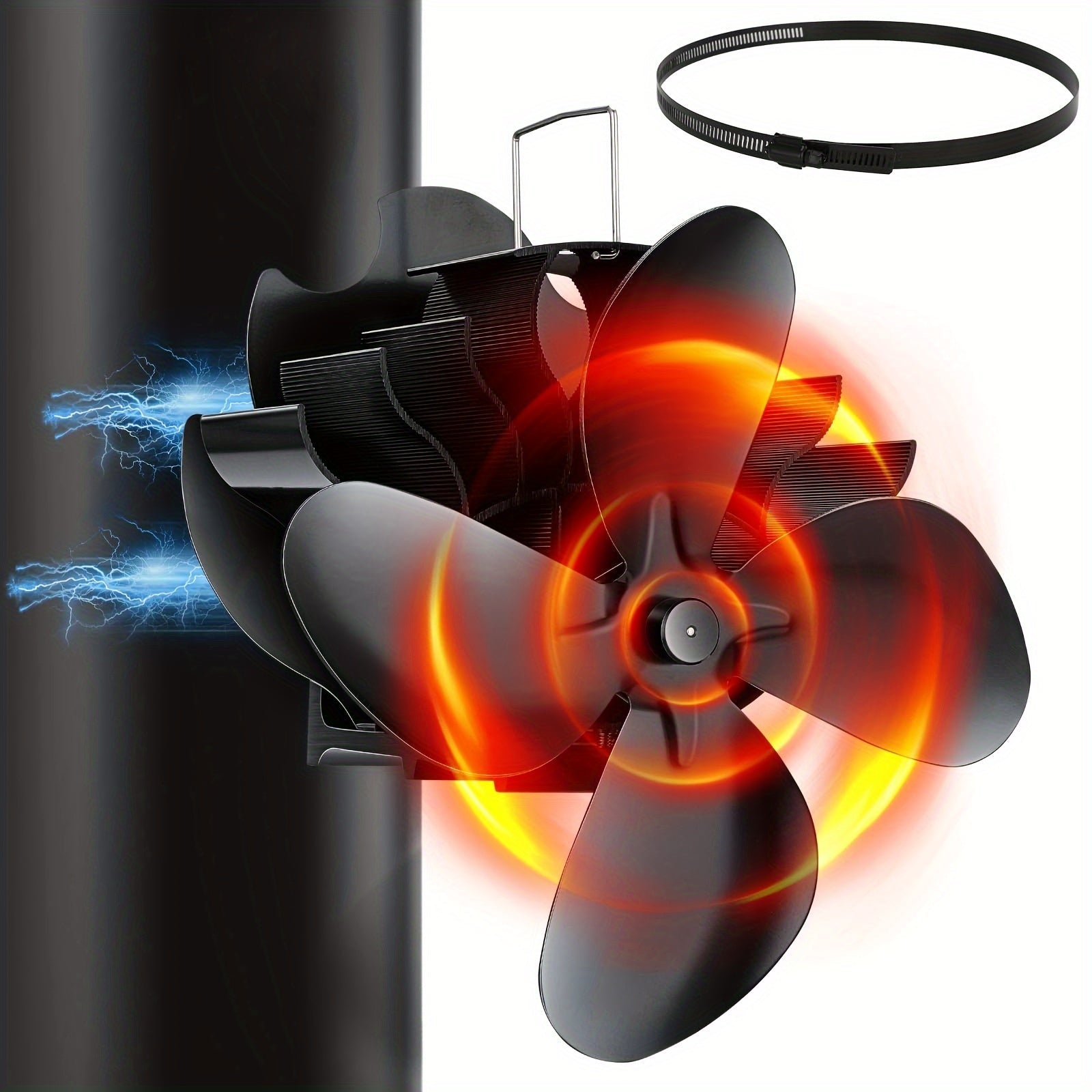 Fireplace Fan with Magnetic Thermometer Non-Electric Quiet Operation for Stoves and Fireplaces