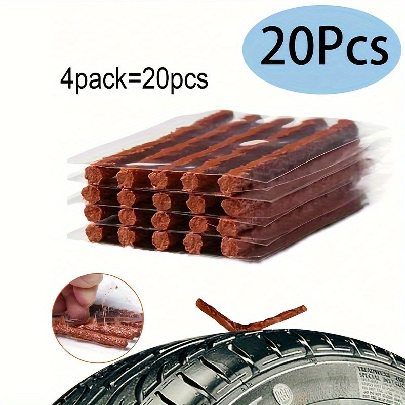 20-Pack Tire Repair Strips Rubber Car Motorcycle Puncture Repair Kit