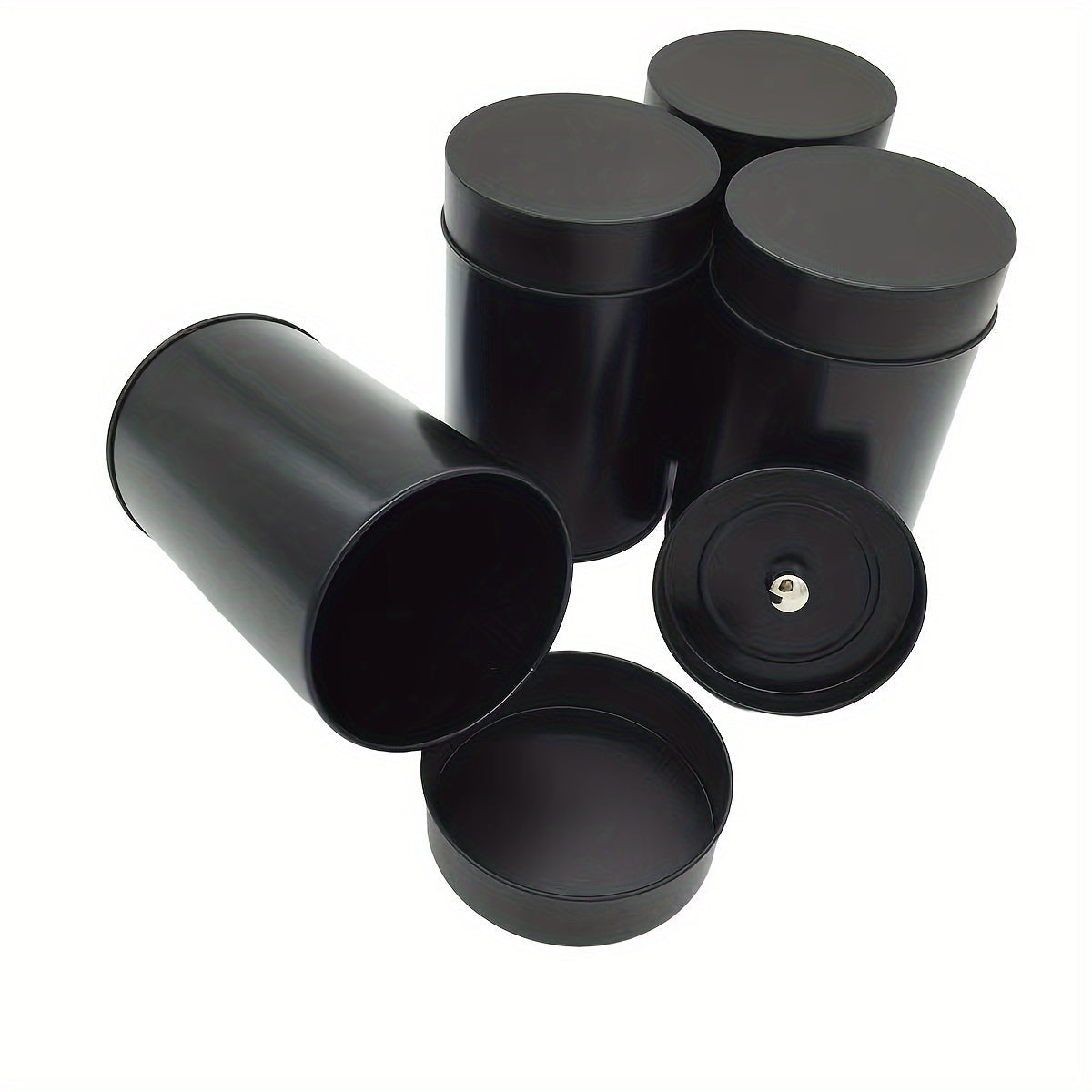 Набор из 12 черных металлических банок для чая по 16 унций с надежными двойными запаянными крышками
