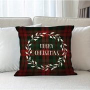 Christmas Plaid Decorative Pillowcase 45x45 cm Zipper Machine Washable for Bedroom Sofa Living Room