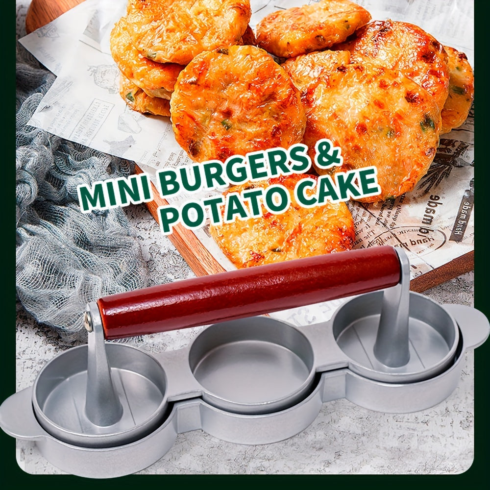 Compact Meat Patty Maker for 3 Patties Portable Burger Press for Grilling and BBQ