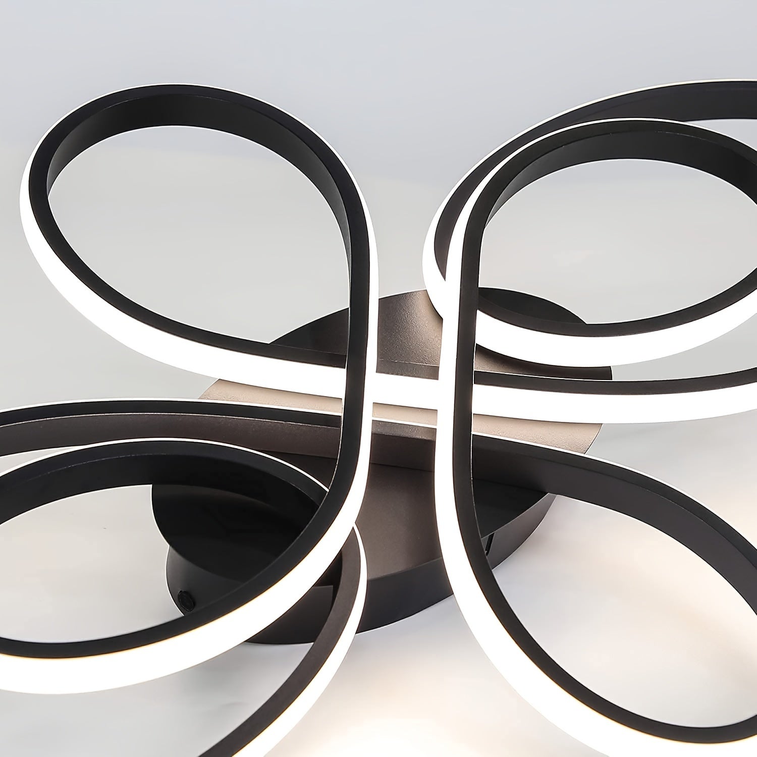 Modern Black Flower-Shaped LED Ceiling Light with Adjustable Color Temperature for Living Room Bedroom and Hallway