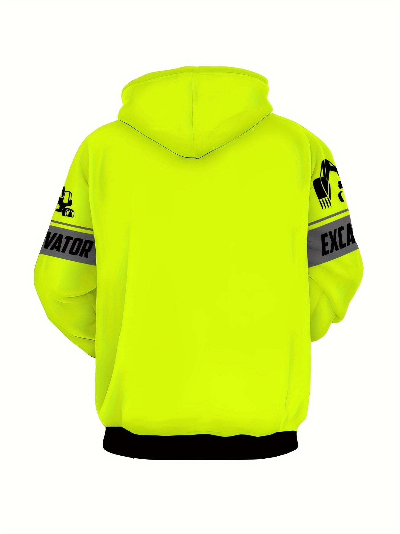 Men's Plus Size Hoodie with Excavator Print Long Sleeve Casual Knit Fall Spring