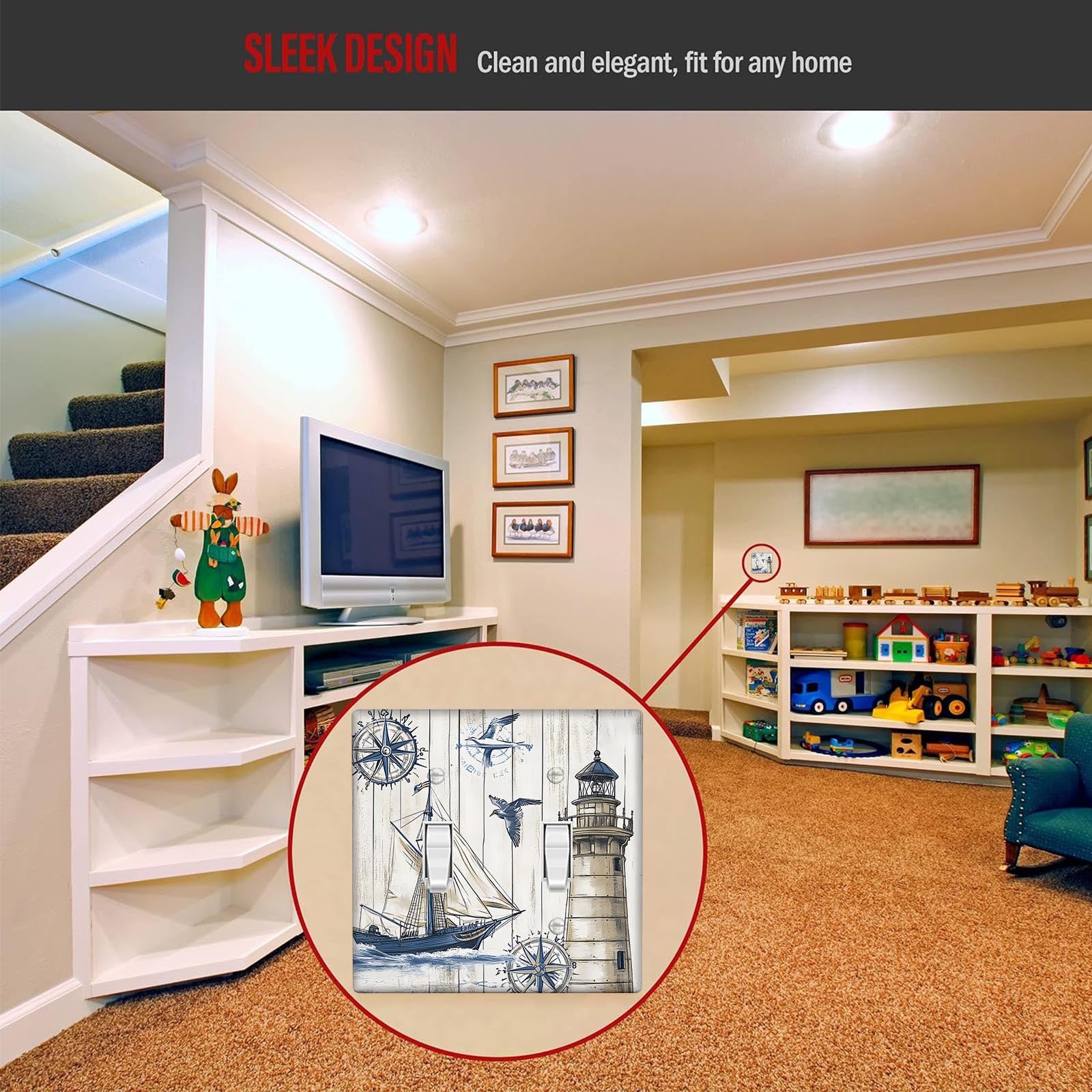 Sailboat Lighthouse Switch Plate Cover for Easy-to-Clean Home Decor 1-Gang or 2-Gang