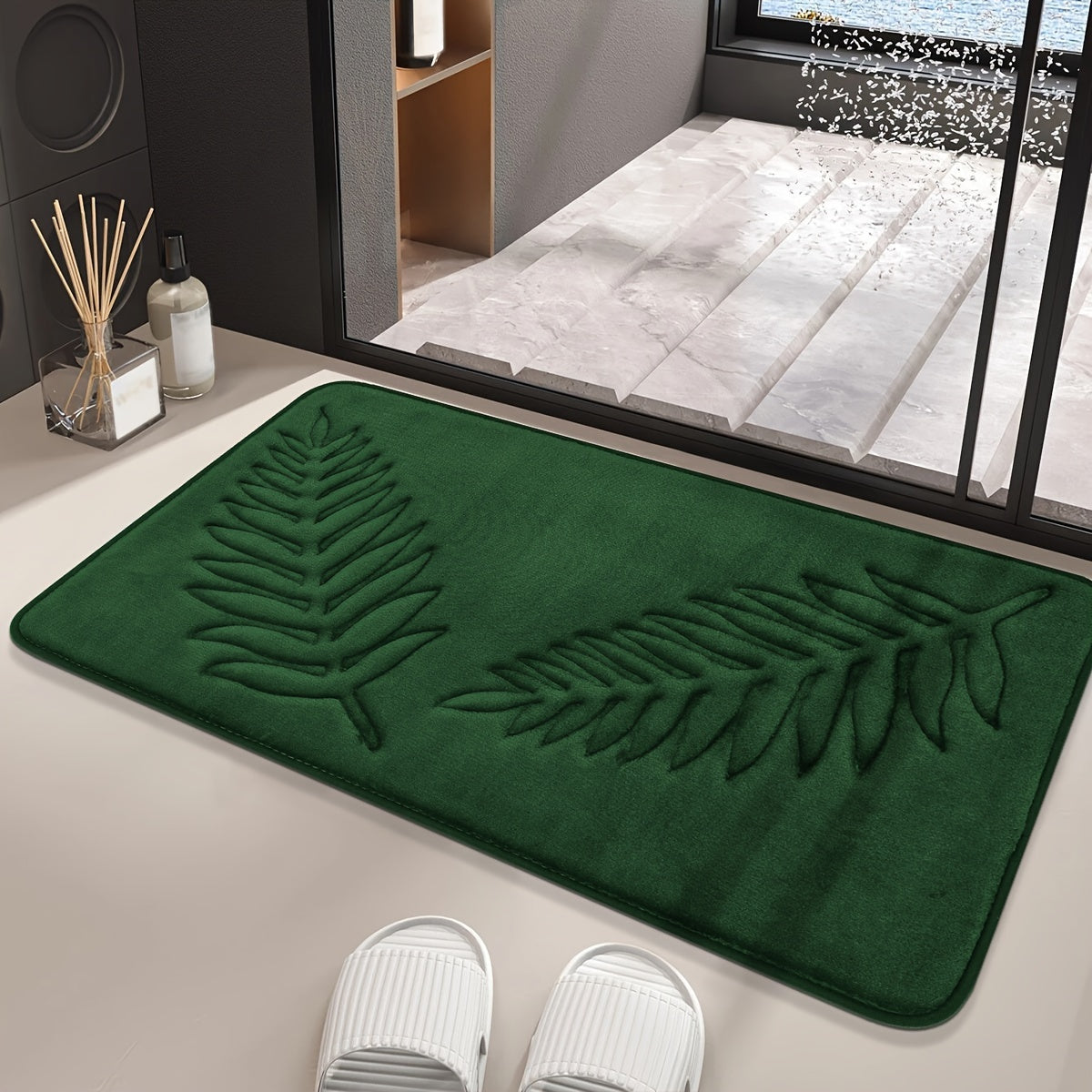 Geometrik naqshli polyester aralash bath rug to'plami - dog'ga chidamli, past to'siq, mashinada tayyorlangan no'vo xotira g'ovak matlar - faqat quruq tozalash - hammom, yashash xonasi uchun universal bayram eshik mati