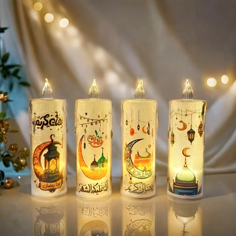 LED Flameless Candles with Islamic Motifs for Ramadan Indoor Outdoor Decor Party Family Celebrations