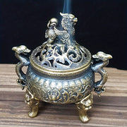 Metal Incense Burner with Lid and Three Legs for Home Decor and Holidays
