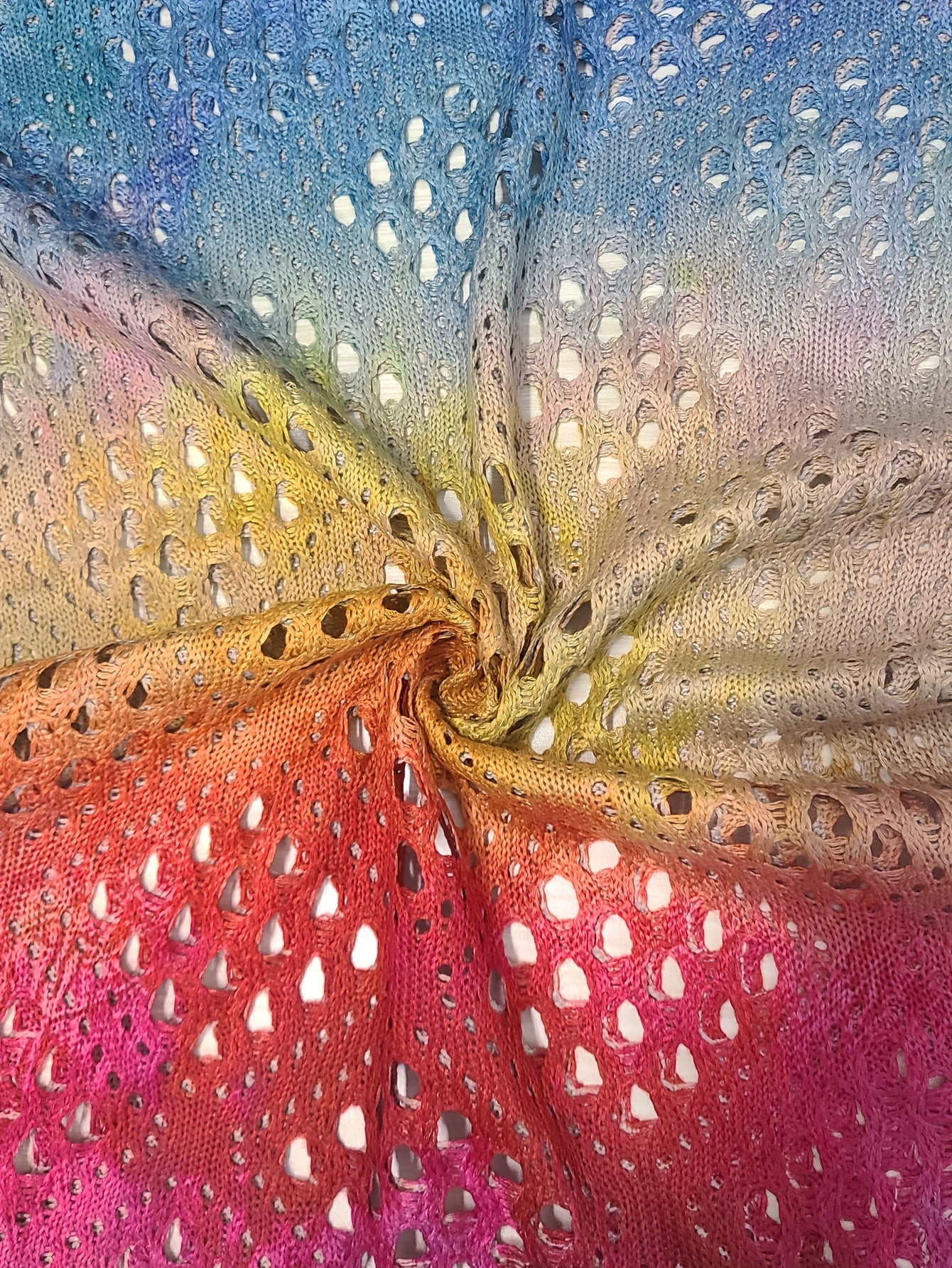 Women's Bohemian V-Neck Knit Top Spring Summer Colorful Gradient Lightweight