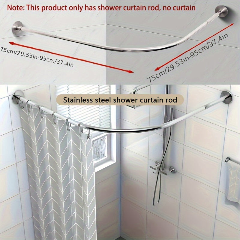 Adjustable Stainless Steel Shower Curtain Rod No Drilling Durable Stylish Bathroom