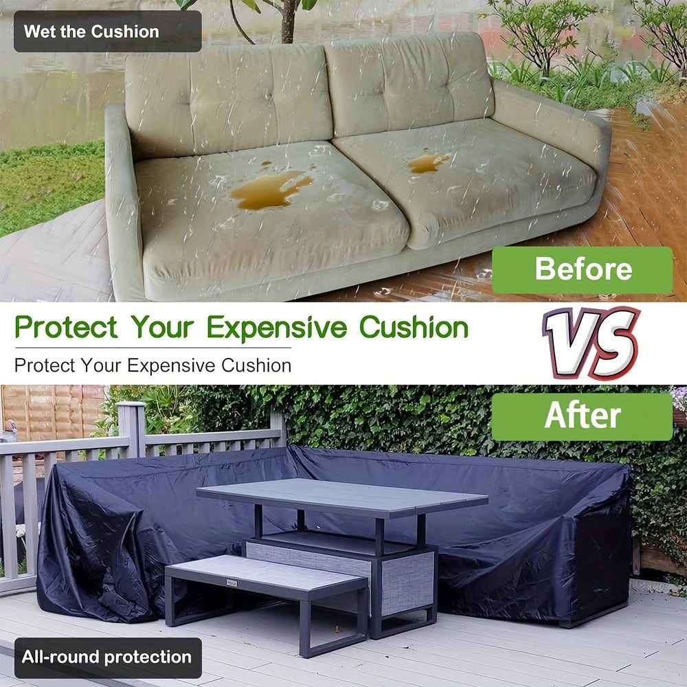 Heavy-Duty Waterproof Garden Furniture Cover for Large Outdoor Sets Black