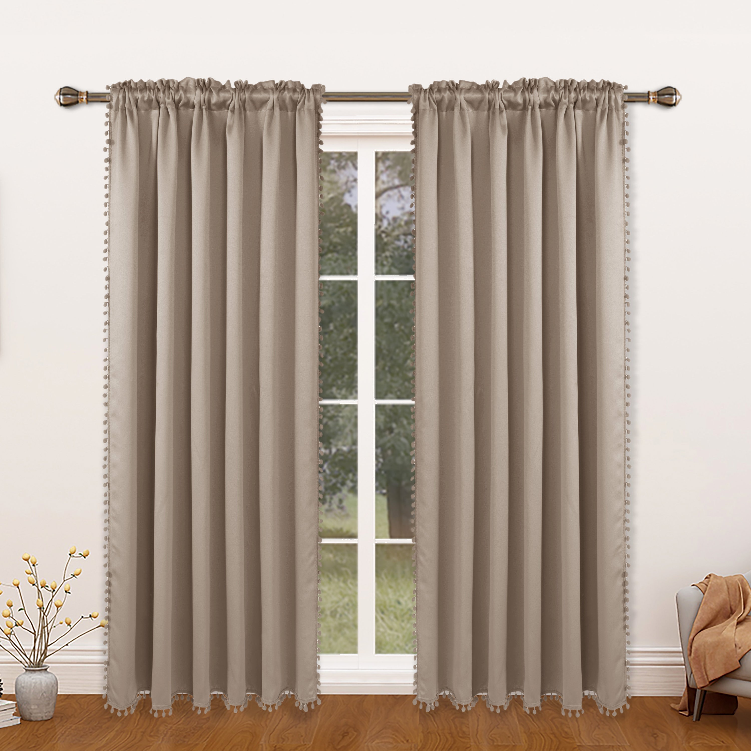 Thermal Insulated Blackout Curtain Panel for Living Room and Kitchen, Rod Pocket Design
