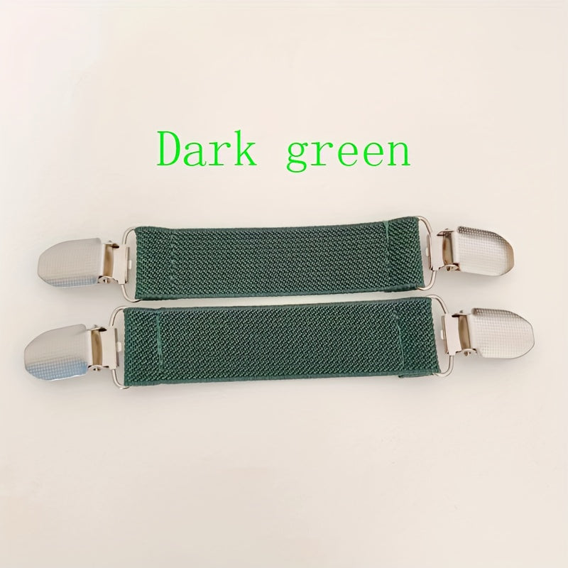 Set of 2 Nylon Elastic Bed Sheet Straps with Anti-Slip Clips for Secure Fit