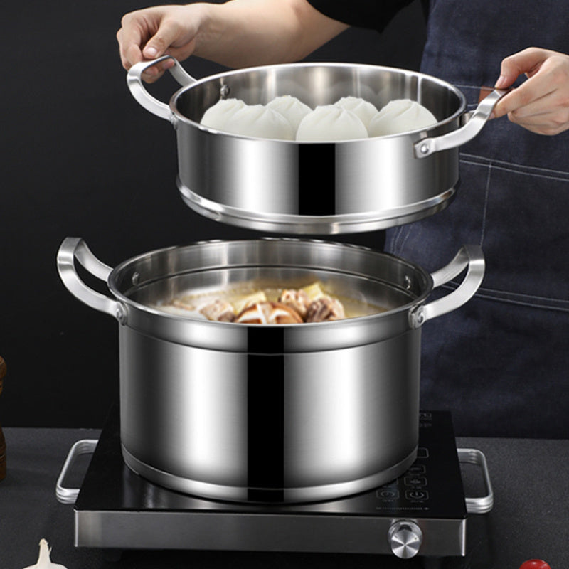 Stainless Steel Double Boiler Pot 10 Inch Non-Stick Bottom Clear Lid Kitchen Use