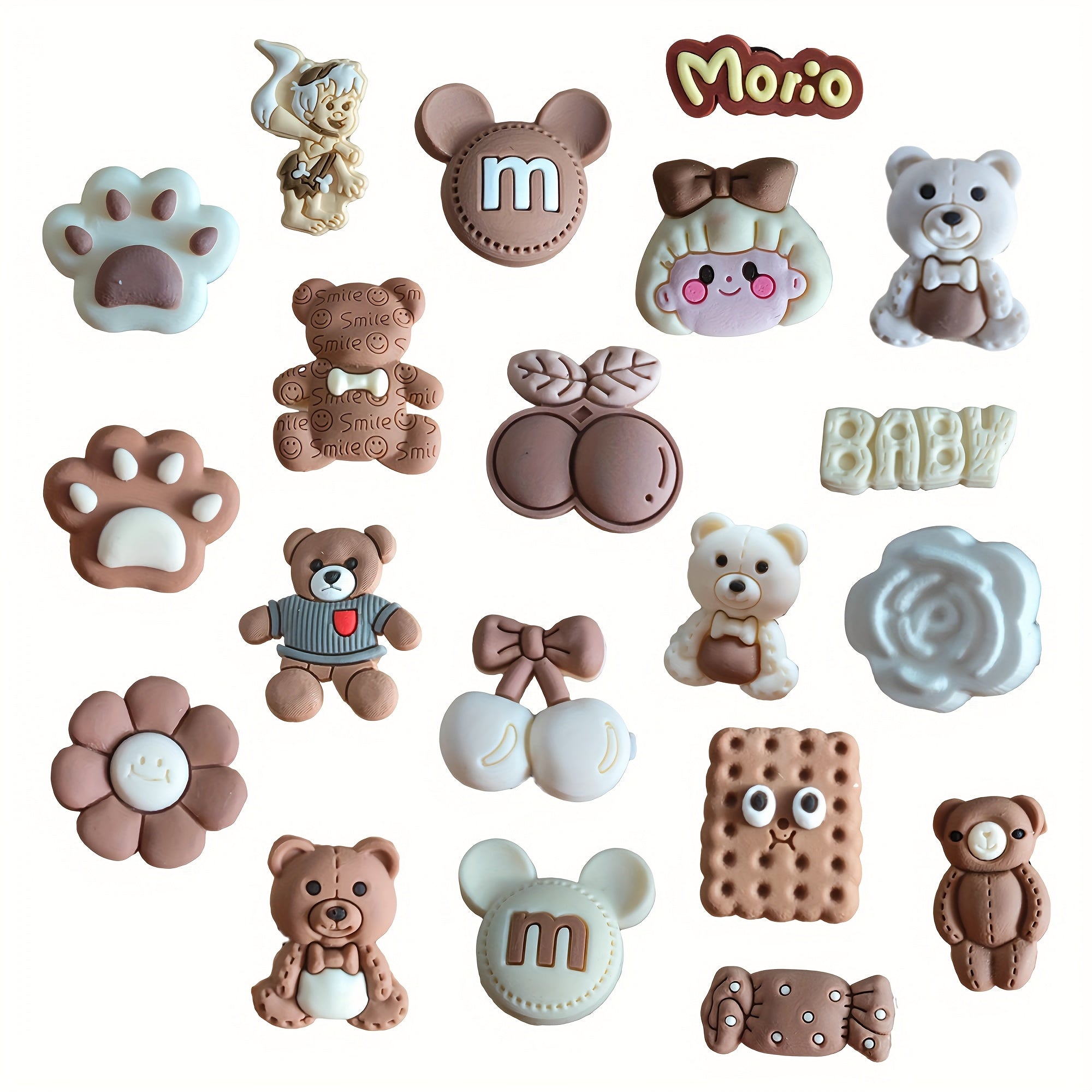 20Pcs Bear-Themed Charms for Clogs and Sandals Fashionable, Durable Accessories
