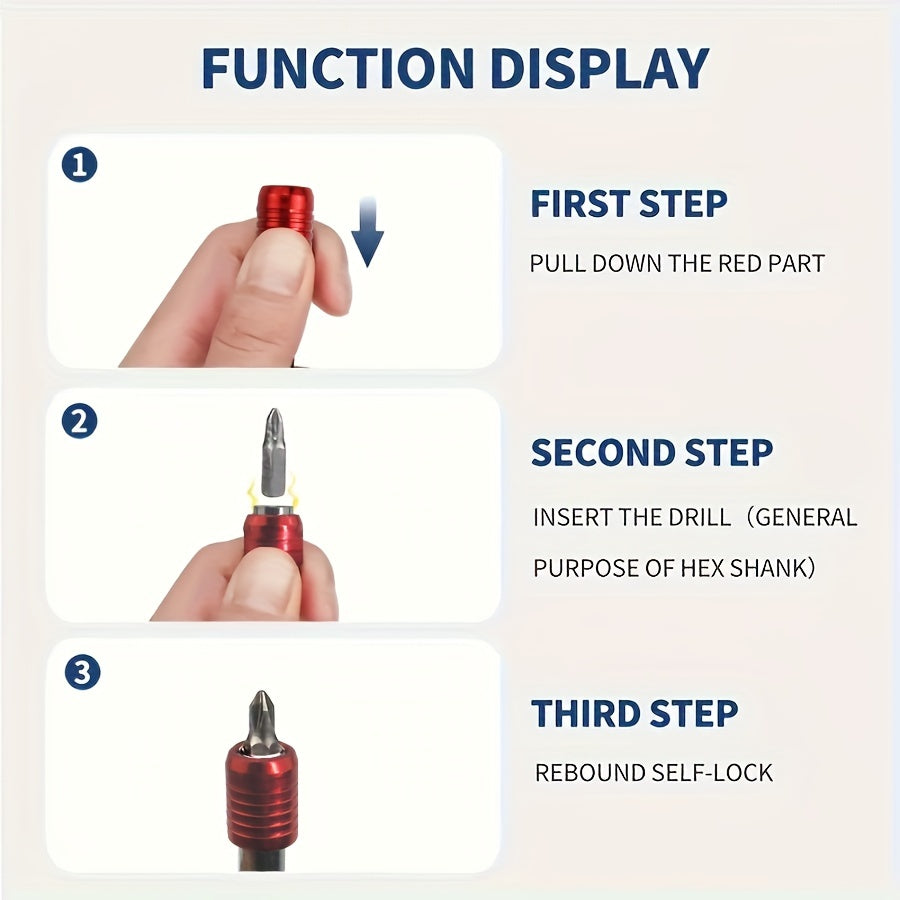 Kit de 3 piezas de soporte para brocas magnéticas rojas, universal con vástago hexagonal 14, de 60mm a 150mm