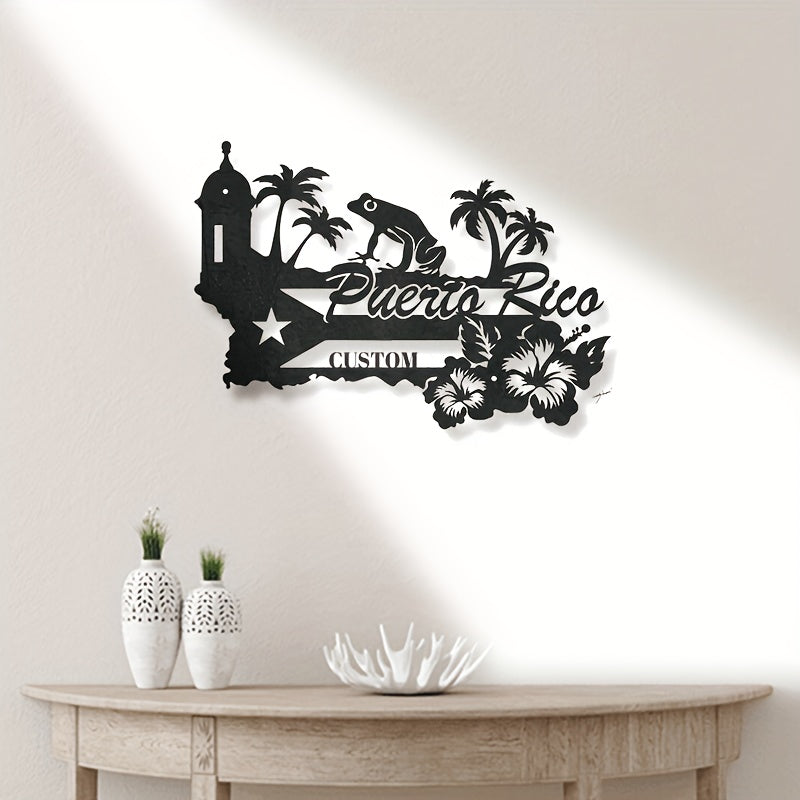Shaxsiylashtirilgan Vintage Qora Metall Belgisi Uy Dekor uchun Moslashtiriladigan Ism Tanlovi bilan - Puerto-Riko Ilhomlantirgan Devor San'ati