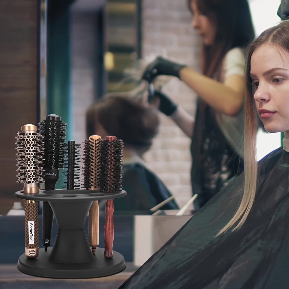 Round Hair Brush Organizer Plastic with Multiple Compartments for Salon and Home Use