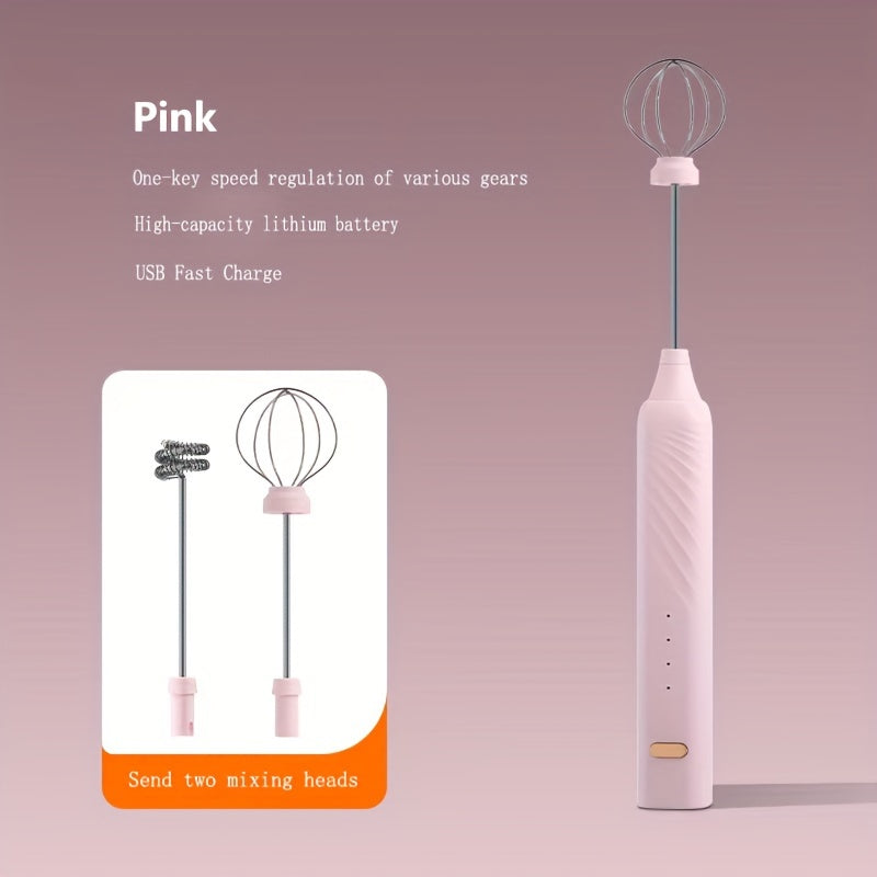 Batidor eléctrico portátil recargable por USB para leche, mezclador de mano para bebidas de café