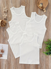 Pack de 4 camisetas de algodón para niños con cuello redondo, tela de punto, ligero estiramiento, deportivas