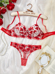 Women's Floral Embroidered Lingerie Set with Lace Details
