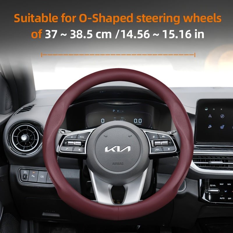 Universal Ultra-Thin Faux Leather Steering Wheel Cover Breathable Non-Slip