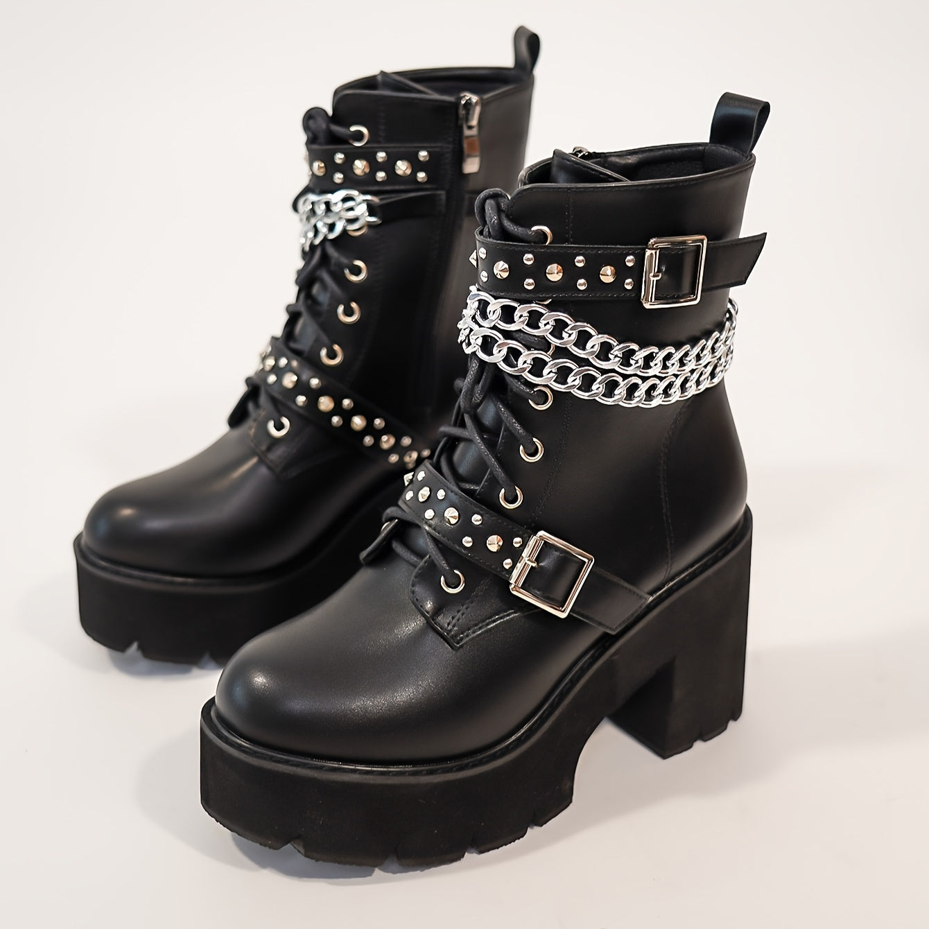 Women's Wedge Thick-Soled Boots Black Comfortable Fashion Footwear