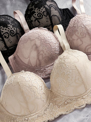 3-ta bo‘lakli ipli bralett to‘plami, underwire bilan, naylon aralashmasi, olib tashlanmaydigan padlar, po‘lat halqa, ipli chekka