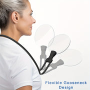 5X kattalashtiruvchi shisha, 13.0 sm linzasi va qo'lni bo'sh qo'yish uchun sozlanadigan bo'yin tasmasi bilan, o'qish, tikish, qo'l san'atlari va kross tikish kabi faoliyatlar uchun mukammal, keksa insonlar uchun. Batareya talab qilinmaydi.