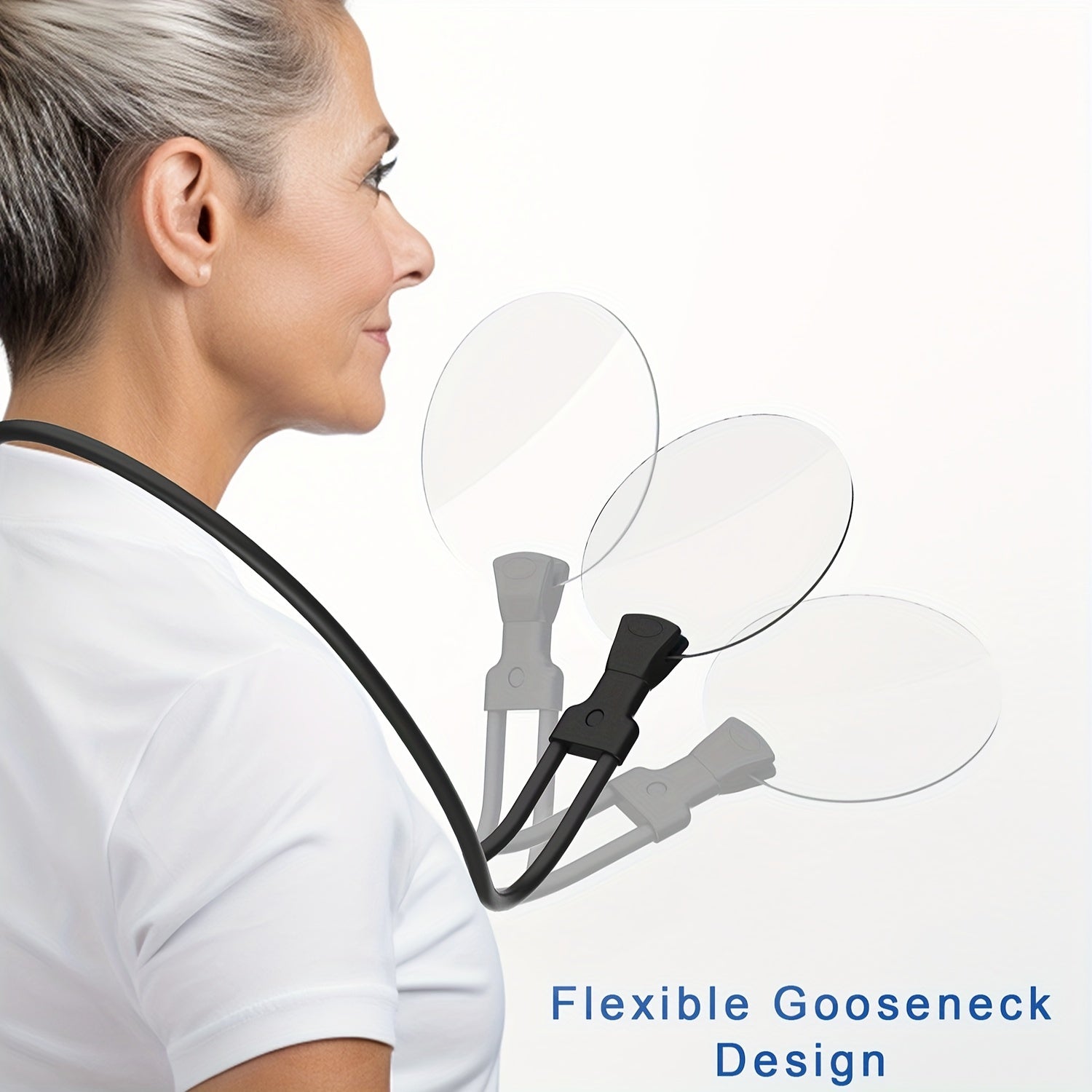 5X kattalashtiruvchi shisha, 13.0 sm linzasi va qo'lni bo'sh qo'yish uchun sozlanadigan bo'yin tasmasi bilan, o'qish, tikish, qo'l san'atlari va kross tikish kabi faoliyatlar uchun mukammal, keksa insonlar uchun. Batareya talab qilinmaydi.