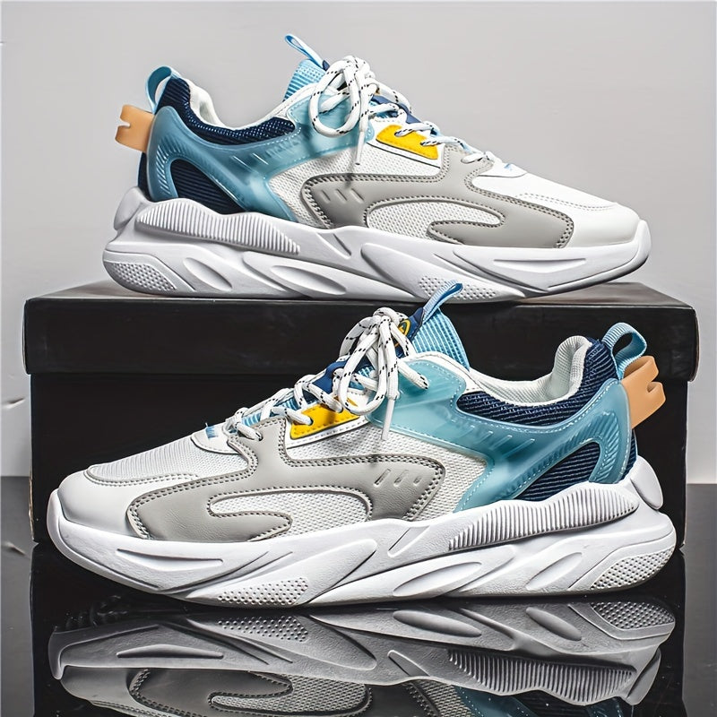 Men's Low Top Running Shoes with Shock Absorption and Color Matching Laces