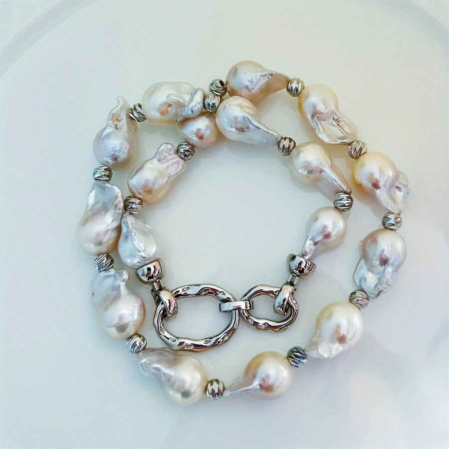 Handmade Freshwater Baroque Pearl Necklace for Weddings and Special Occasions 14-18mm Natural Pearls