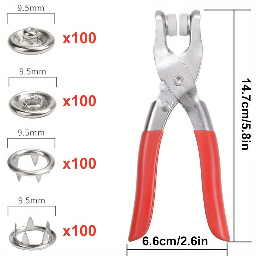 Iron Fastener Set 400 Pieces with Pliers for DIY Clothing Sewing Enthusiasts