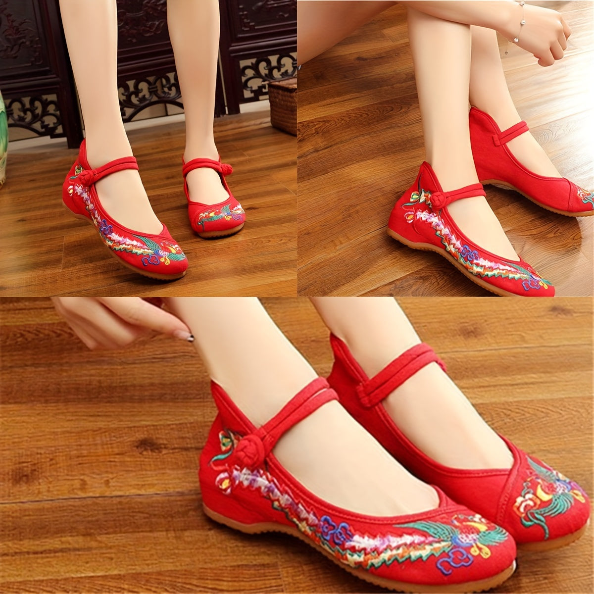Women's Embroidered Canvas Footwear with Traditional Chinese Phoenix Design for Casual Spring and Summer