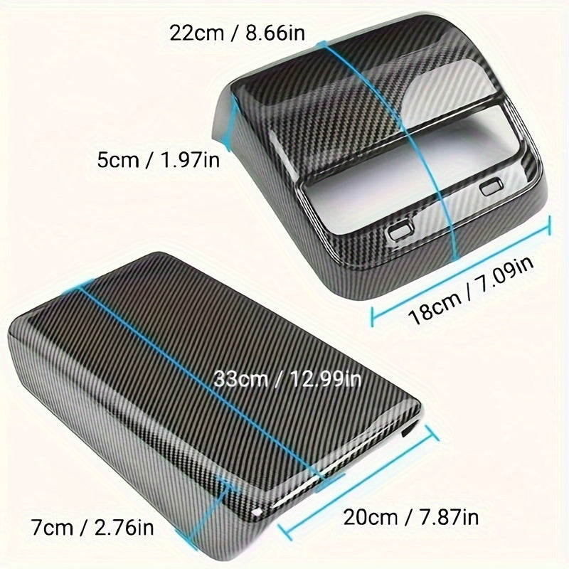 Car Center Console Armrest Cover for Tesla Model 3 and Y Carbon Fiber Matte Glossy