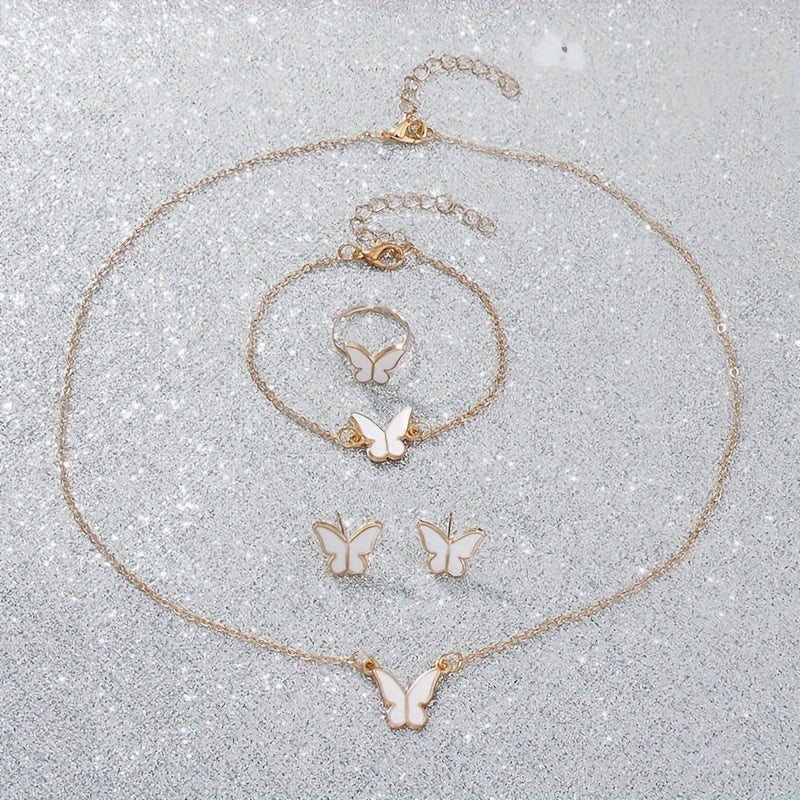 Ladies Fashion Quartz Watch Ring Necklace Set with Faux Leather Straps and Gift Box