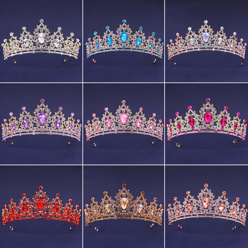 To'ylar va kelinlik uchun porloq rang-barang rhinestones bilan qirolichaning qirolichasi taxti