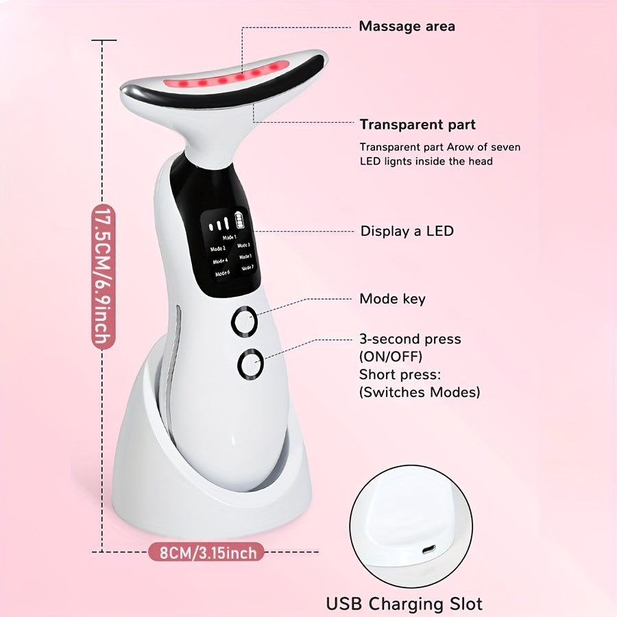 7-in-1 Portable Facial and Neck Massager Rechargeable USB Skincare Relaxation Device