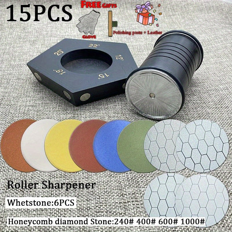 Afilador de cuchillos de cocina manual con infusión de diamantes, ángulos fijos de 12°, 15°, 18°, 20°, 22°, duradero