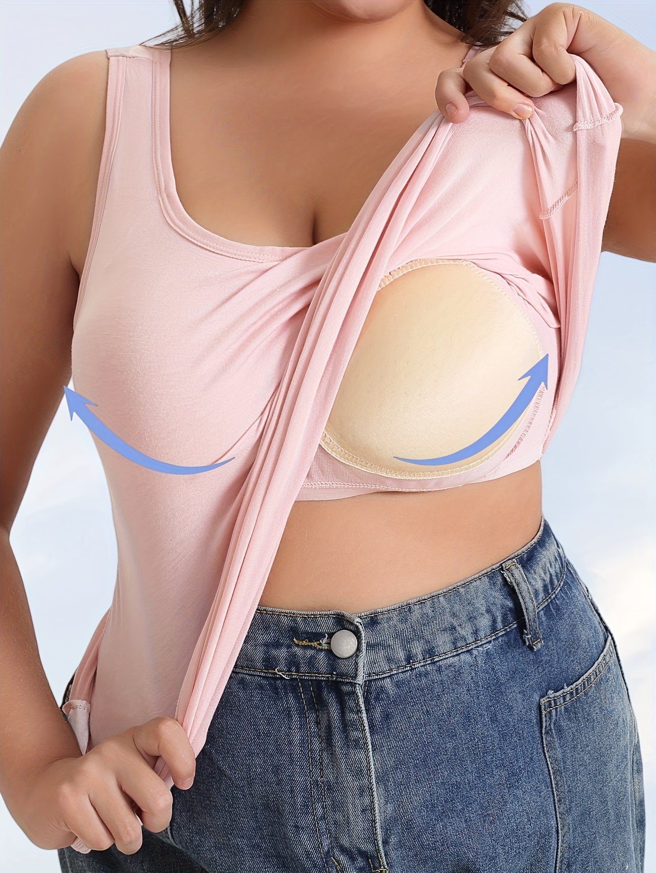 Women’s Plus Size Sleeveless Athletic Tank Tops with Built-In Bra Rayon Blend