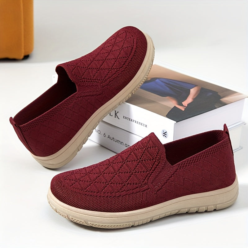 Women's Knit Slip-On Sneakers Breathable Casual Flats for Walking