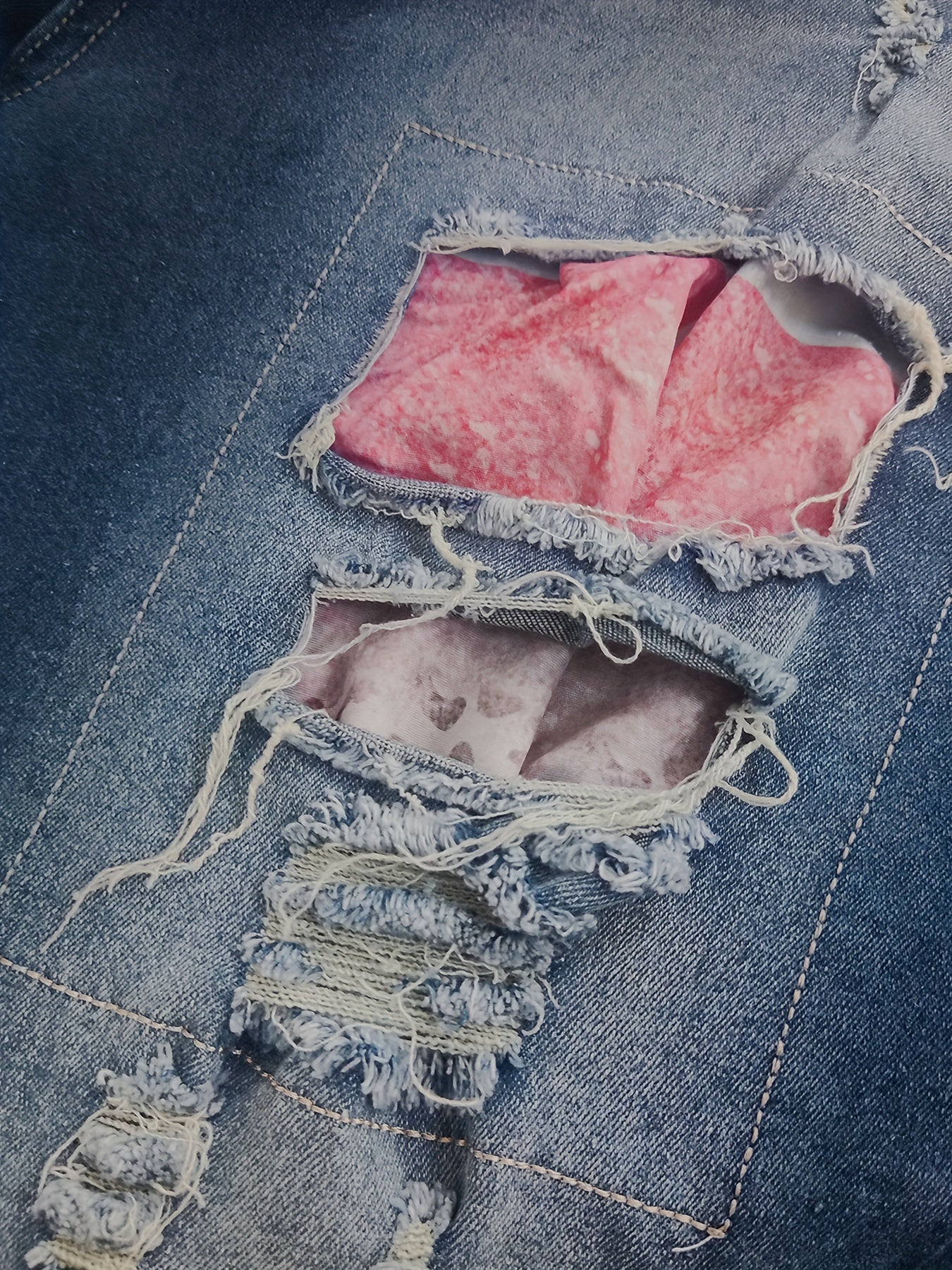 Women's Denim Pants Plus Size Ripped Patchwork Casual Streetwear Jeans