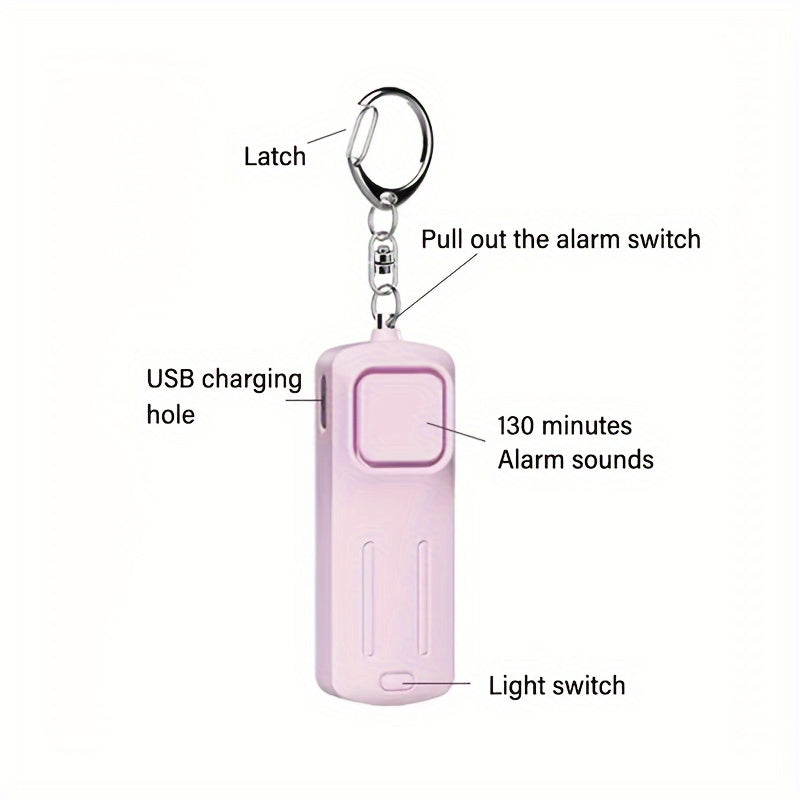 Women's Personal Safety Alarm 130dB Rechargeable USB Charging Compact Emergency Self-Defense Device