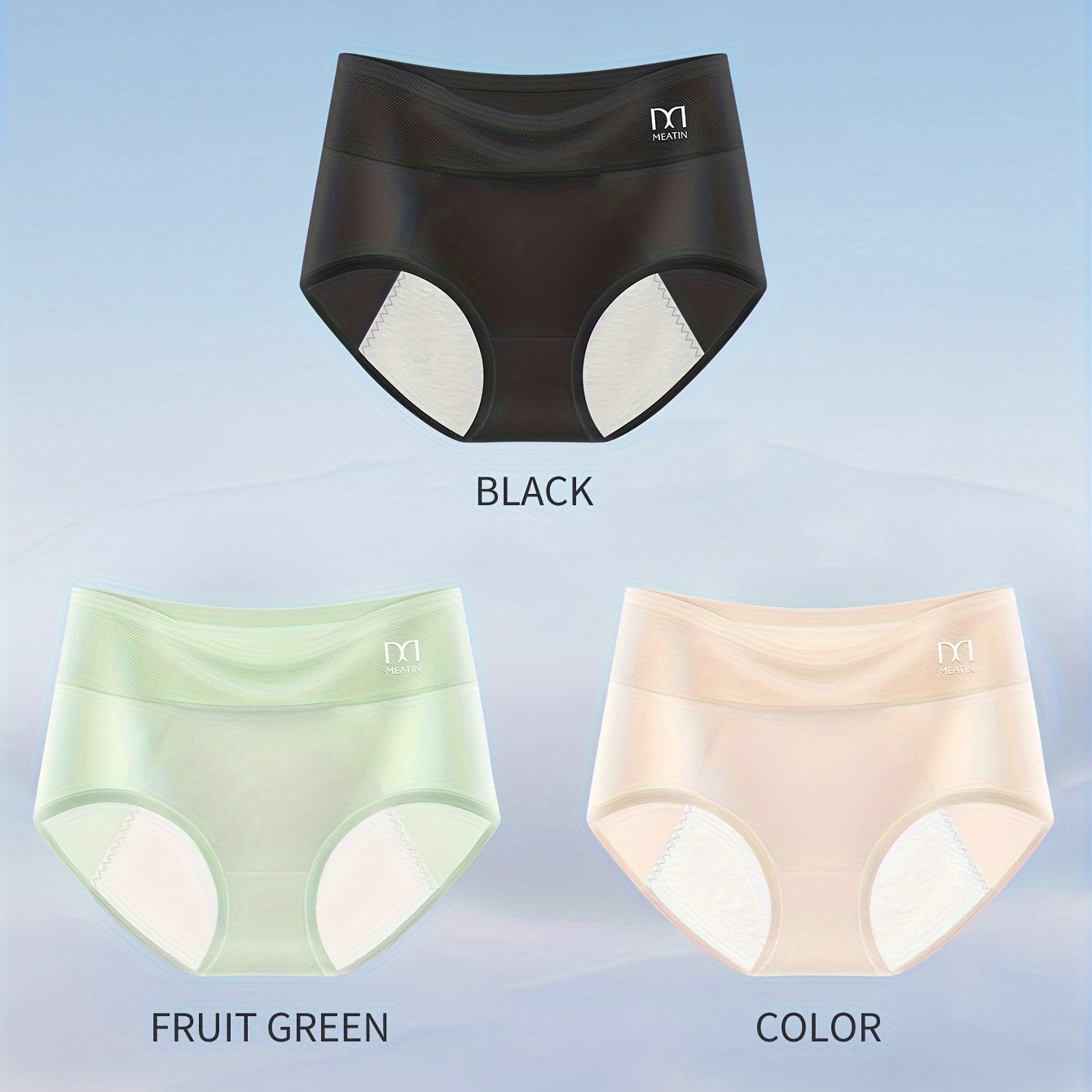 Breathable Ice Silky Menstrual Panties for Women Leak-Proof Postpartum and Period Use 3 Pack