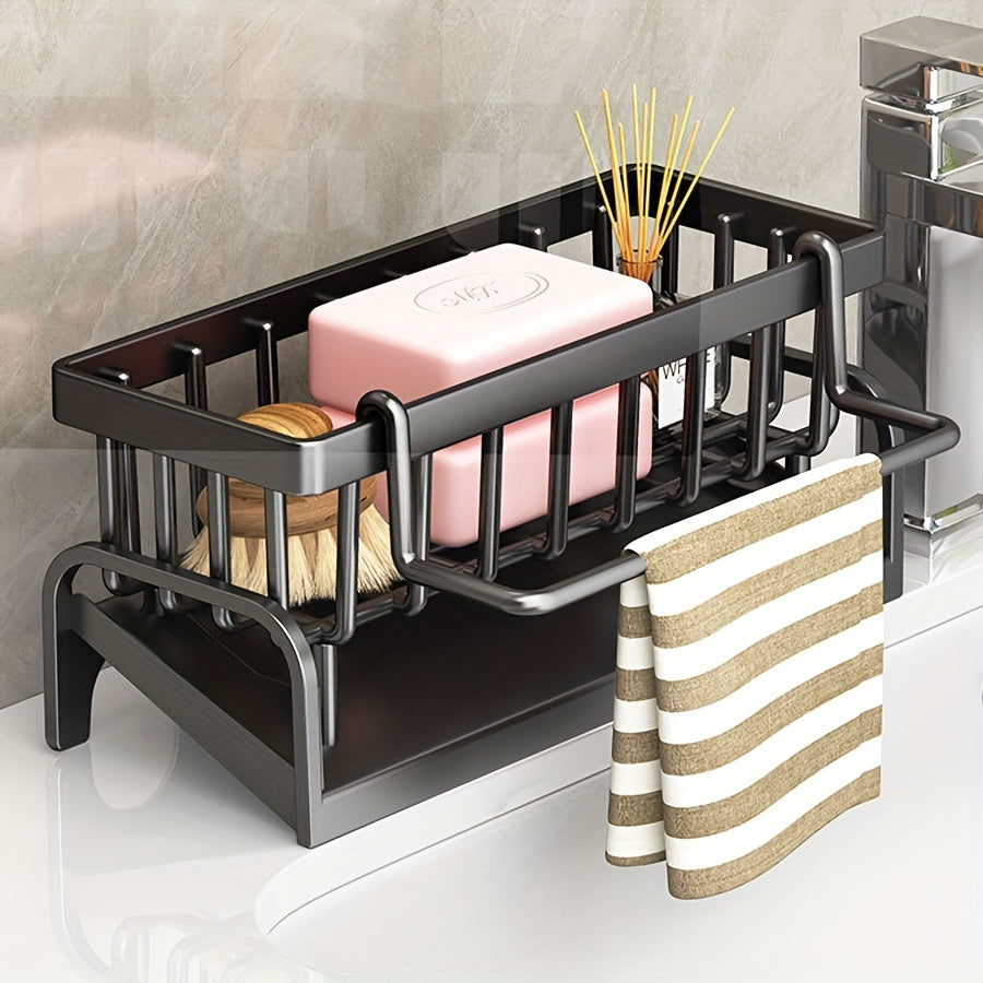 Kitchen Sink Organizer with Drain Tray Plastic Caddy for Kitchen Storage