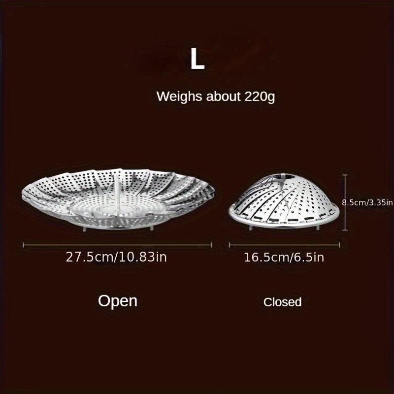 Cesta de vapor de acero inoxidable para verduras y frutas, diseño plegable portátil