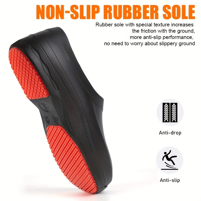 Women Non Slip Chef Shoes Comfortable Black Work Clogs For Kitchen Garden