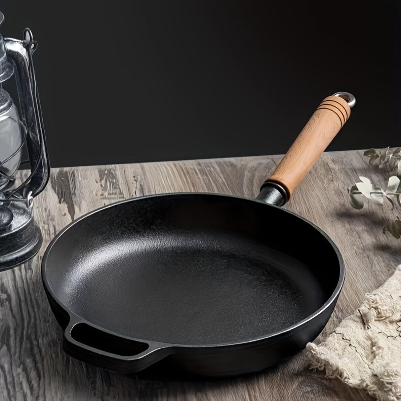 Cast Iron Skillet 1-Piece with Handle for Frying, Omelets, Steaks, Durable Cookware