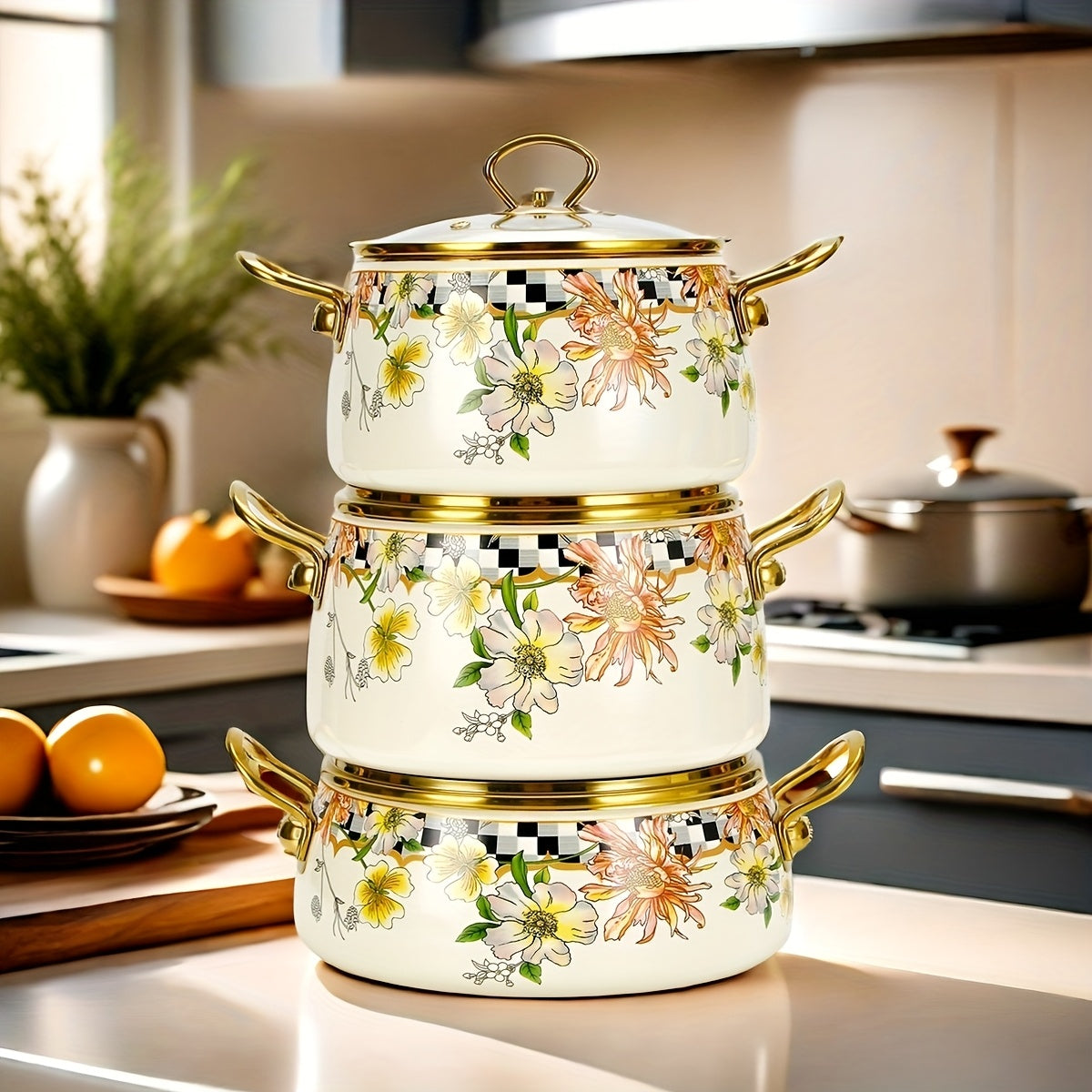 Qoplangan pishirish qozoni, pishirish va bug'lash uchun bardoshli keramik oshxona anjomlari