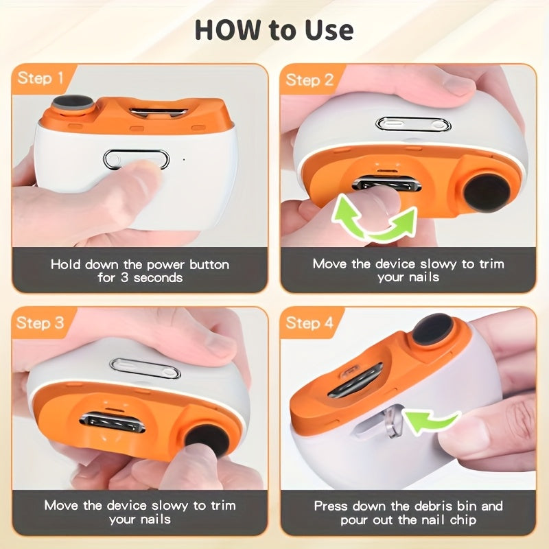 Electric Nail Trimmer for Nail Art Filing Polishing Shaping USB Rechargeable 500mAh